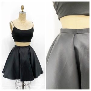 JVN by Jovani satin pleated prom mini skirt.